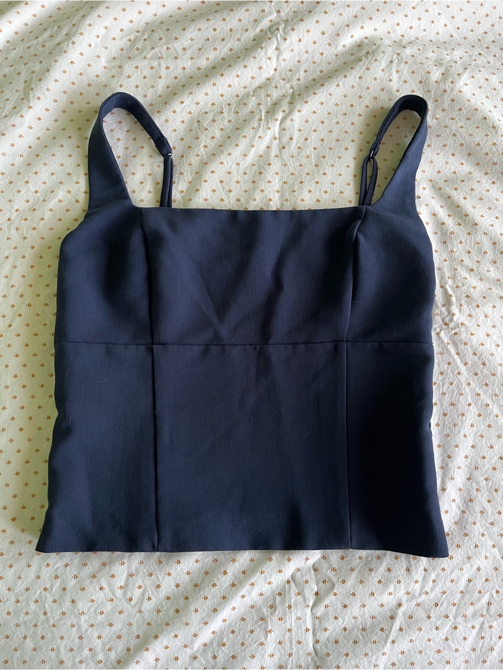 Abercrombie & Fitch Navy Blue Bustier Tank Top with Rounded Square Necklace, M